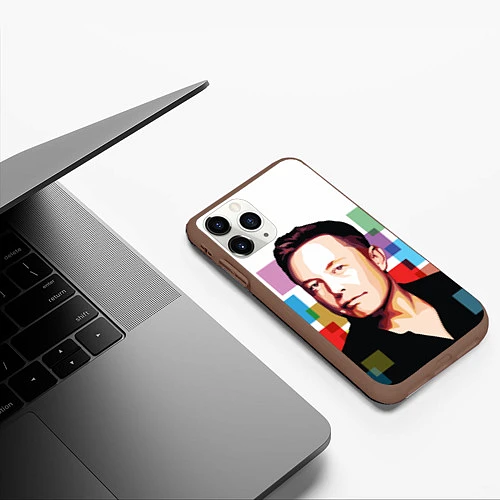 Чехол iPhone 11 Pro матовый Илон Маск / 3D-Коричневый – фото 3