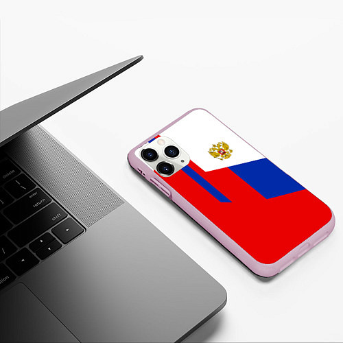 Чехол iPhone 11 Pro матовый Russia: Geometry Tricolor / 3D-Розовый – фото 3