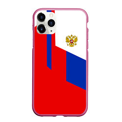 Чехол iPhone 11 Pro матовый Russia: Geometry Tricolor, цвет: 3D-малиновый