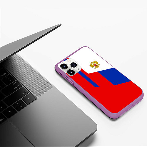 Чехол iPhone 11 Pro матовый Russia: Geometry Tricolor / 3D-Фиолетовый – фото 3