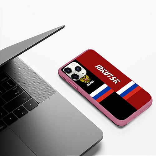 Чехол iPhone 11 Pro матовый Irkutsk, Russia / 3D-Малиновый – фото 3