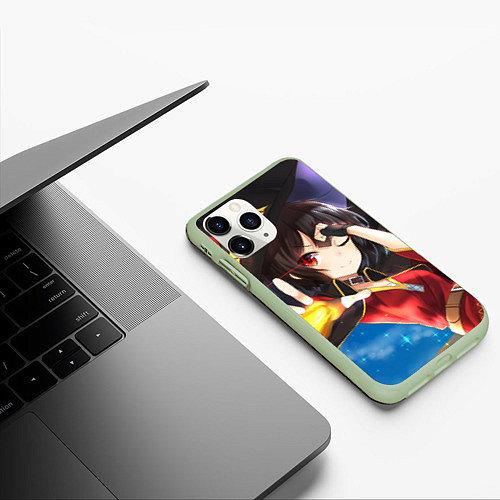 Чехол iPhone 11 Pro матовый Megumin / 3D-Салатовый – фото 3