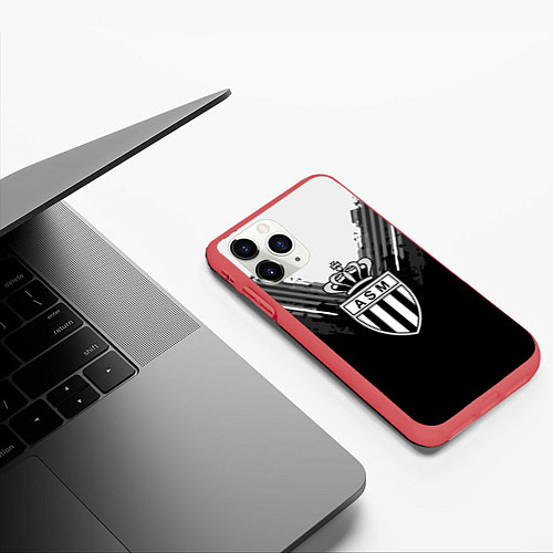 Чехол iPhone 11 Pro матовый FC Monaco: Black Style / 3D-Красный – фото 3