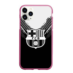 Чехол iPhone 11 Pro матовый FC Barcelona: Black Style, цвет: 3D-малиновый