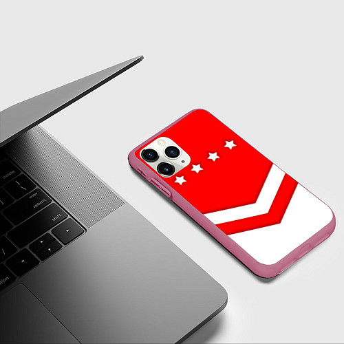 Чехол iPhone 11 Pro матовый Звезды Спартака / 3D-Малиновый – фото 3