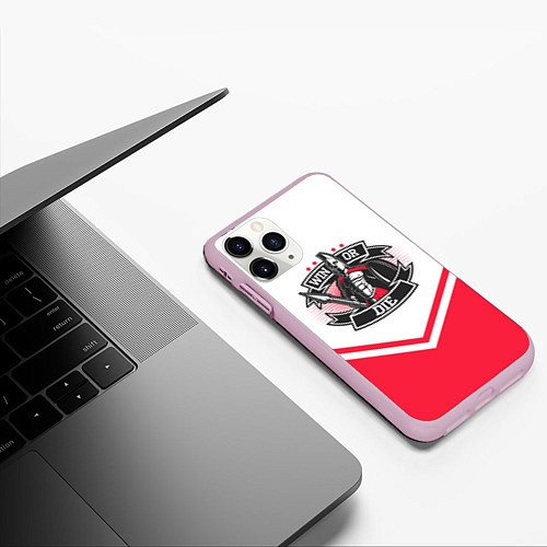 Чехол iPhone 11 Pro матовый Победи или умри / 3D-Розовый – фото 3