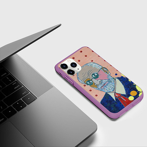 Чехол iPhone 11 Pro матовый Зигмунд Фрейд / 3D-Фиолетовый – фото 3