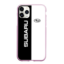 Чехол iPhone 11 Pro матовый Subaru B&W, цвет: 3D-розовый