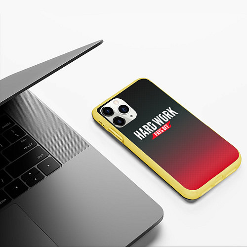Чехол iPhone 11 Pro матовый Hard Work Pays Off: Red / 3D-Желтый – фото 3