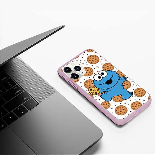 Чехол iPhone 11 Pro матовый Cookie Monster / 3D-Розовый – фото 3