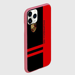 Чехол iPhone 11 Pro матовый Porsche: Red Sport, цвет: 3D-малиновый — фото 2