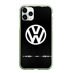 Чехол iPhone 11 Pro матовый Volkswagen: Black Abstract, цвет: 3D-салатовый