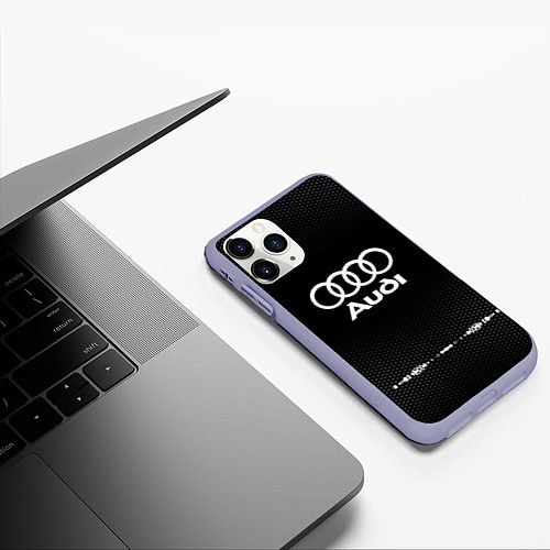 Чехол iPhone 11 Pro матовый Audi: Black Abstract / 3D-Светло-сиреневый – фото 3