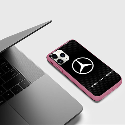 Чехол iPhone 11 Pro матовый Mercedes: Black Abstract / 3D-Малиновый – фото 3