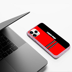 Чехол iPhone 11 Pro матовый Linkin Park: Red & Black, цвет: 3D-розовый — фото 2