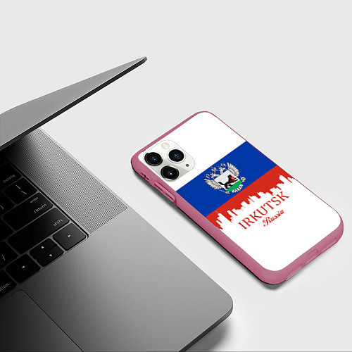 Чехол iPhone 11 Pro матовый Irkutsk: Russia / 3D-Малиновый – фото 3