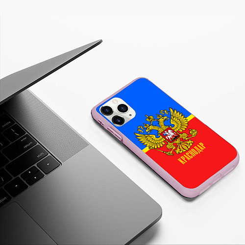 Чехол iPhone 11 Pro матовый Краснодар: Россия / 3D-Розовый – фото 3
