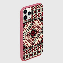 Чехол iPhone 11 Pro матовый Славянский орнамент, цвет: 3D-малиновый — фото 2