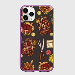 Чехол iPhone 11 Pro матовый Шашлычное раздолье, цвет: 3D-фиолетовый