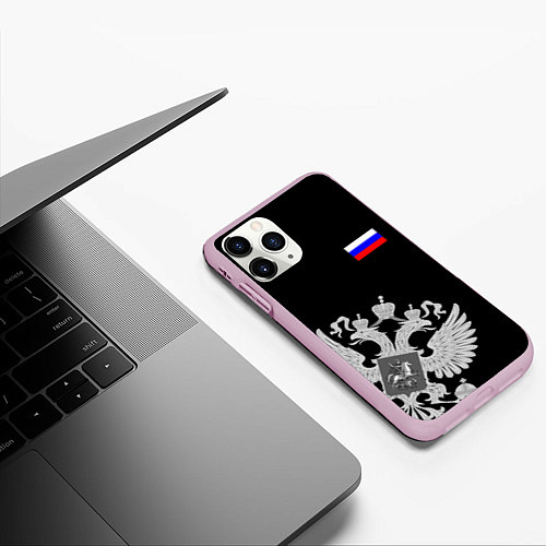 Чехол iPhone 11 Pro матовый Russia: Black Collection / 3D-Розовый – фото 3