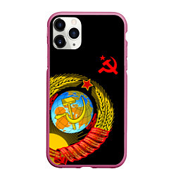 Чехол iPhone 11 Pro матовый Герб СССР, цвет: 3D-малиновый