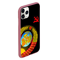 Чехол iPhone 11 Pro матовый Герб СССР, цвет: 3D-малиновый — фото 2