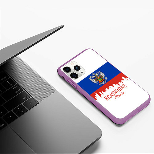 Чехол iPhone 11 Pro матовый Krasnodar, Russia / 3D-Фиолетовый – фото 3