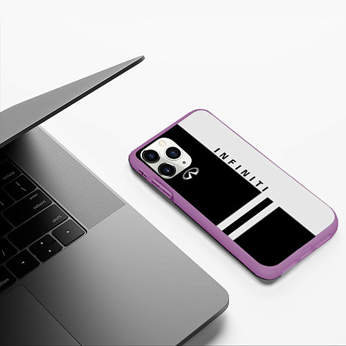 Чехол iPhone 11 Pro матовый Infiniti: B&W Lines / 3D-Фиолетовый – фото 3