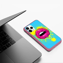 Чехол iPhone 11 Pro матовый Donut Lips, цвет: 3D-малиновый — фото 2