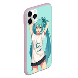 Чехол iPhone 11 Pro матовый Hatsune Miku, цвет: 3D-розовый — фото 2