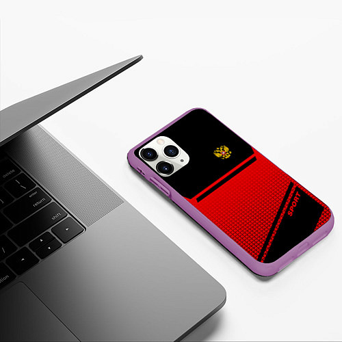 Чехол iPhone 11 Pro матовый Russia: Red Sport / 3D-Фиолетовый – фото 3