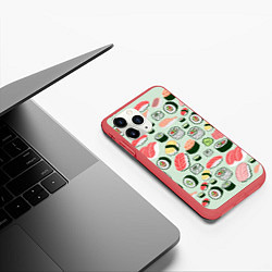 Чехол iPhone 11 Pro матовый Любитель суши, цвет: 3D-красный — фото 2