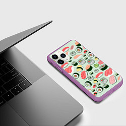 Чехол iPhone 11 Pro матовый Любитель суши, цвет: 3D-фиолетовый — фото 2