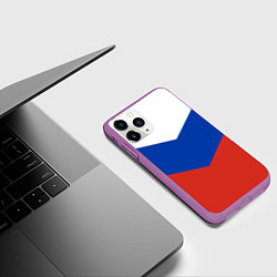 Чехол iPhone 11 Pro матовый Российский триколор, цвет: 3D-фиолетовый — фото 2