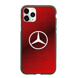 Чехол iPhone 11 Pro матовый Mercedes: Red Carbon, цвет: 3D-темно-зеленый