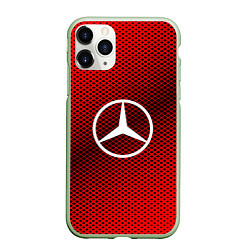 Чехол iPhone 11 Pro матовый Mercedes: Red Carbon, цвет: 3D-салатовый