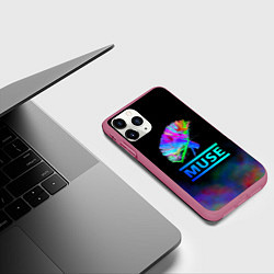 Чехол iPhone 11 Pro матовый Muse: Neon Flower, цвет: 3D-малиновый — фото 2