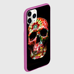 Чехол iPhone 11 Pro матовый Расписной череп, цвет: 3D-фиолетовый — фото 2