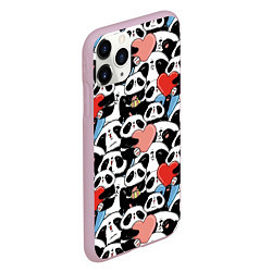 Чехол iPhone 11 Pro матовый Funny Pandas, цвет: 3D-розовый — фото 2