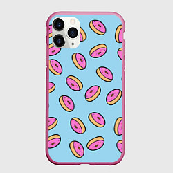 Чехол iPhone 11 Pro матовый Стиль пончиков, цвет: 3D-малиновый