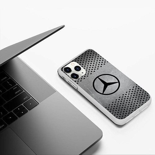 Чехол iPhone 11 Pro матовый Mercedes-Benz: Hardened Steel / 3D-Белый – фото 3