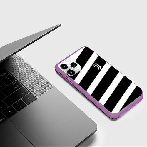 Чехол iPhone 11 Pro матовый Juve: B&W Lines / 3D-Фиолетовый – фото 3