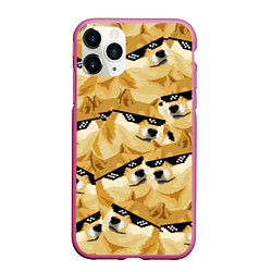 Чехол iPhone 11 Pro матовый Doge: Deal with it, цвет: 3D-малиновый