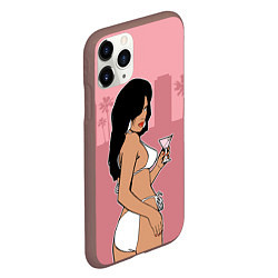 Чехол iPhone 11 Pro матовый GTA VC: Girl with Martini, цвет: 3D-коричневый — фото 2