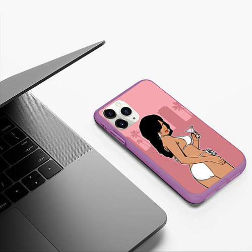 Чехол iPhone 11 Pro матовый GTA VC: Girl with Martini / 3D-Фиолетовый – фото 3