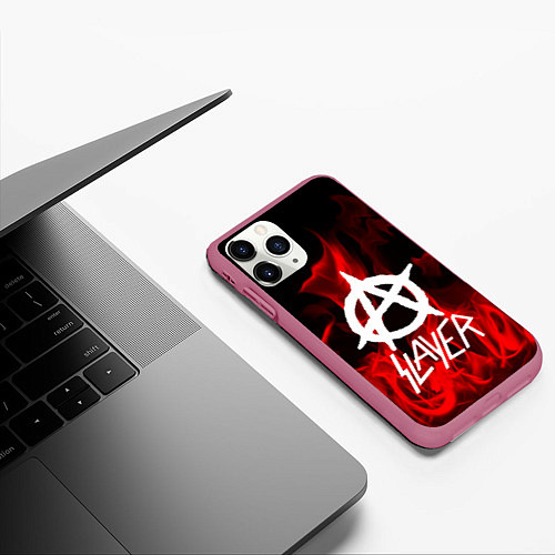 Чехол iPhone 11 Pro матовый Slayer Flame / 3D-Малиновый – фото 3