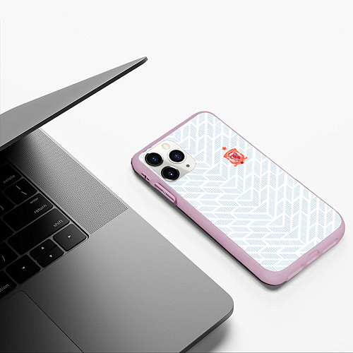 Чехол iPhone 11 Pro матовый Сборная Испании: Гостевая ЧМ-2018 / 3D-Розовый – фото 3