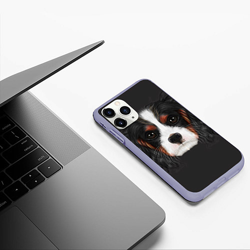 Чехол iPhone 11 Pro матовый Cavalier King Charles / 3D-Светло-сиреневый – фото 3