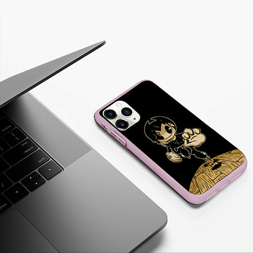 Чехол iPhone 11 Pro матовый Bendy and the ink machine / 3D-Розовый – фото 3