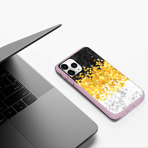 Чехол iPhone 11 Pro матовый Имперский флаг пикселами / 3D-Розовый – фото 3